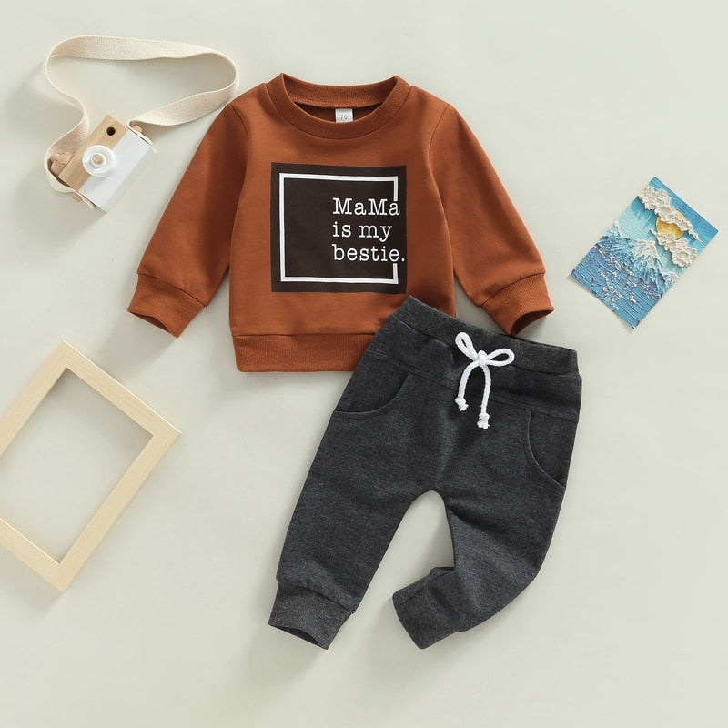 Conjunto Infantil Casual Meninos Outono e Inverno Mama is my Bestie