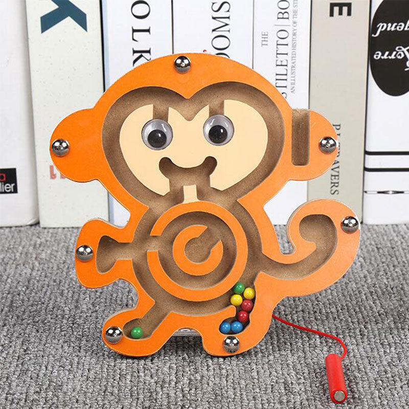 Labirinto Magnético Macaco Brinquedo de Madeira Infantil